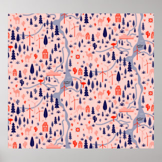 Póster Iconos australianos, patrón decorativo impecable.