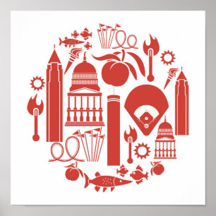 Póster Iconos de Atlanta Georgia