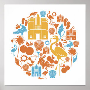 Póster Iconos de la Florida