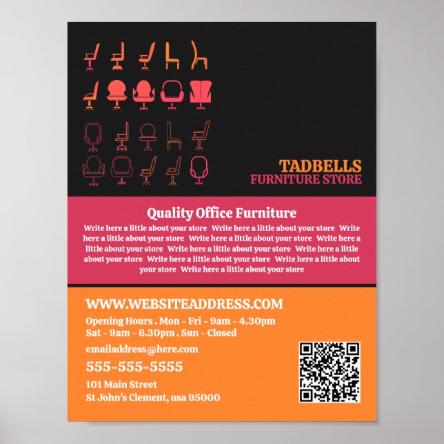 Póster Iconos de la silla - Ventas de la tienda de mueble (Frente)