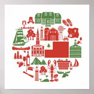 Póster Iconos de Nueva Inglaterra