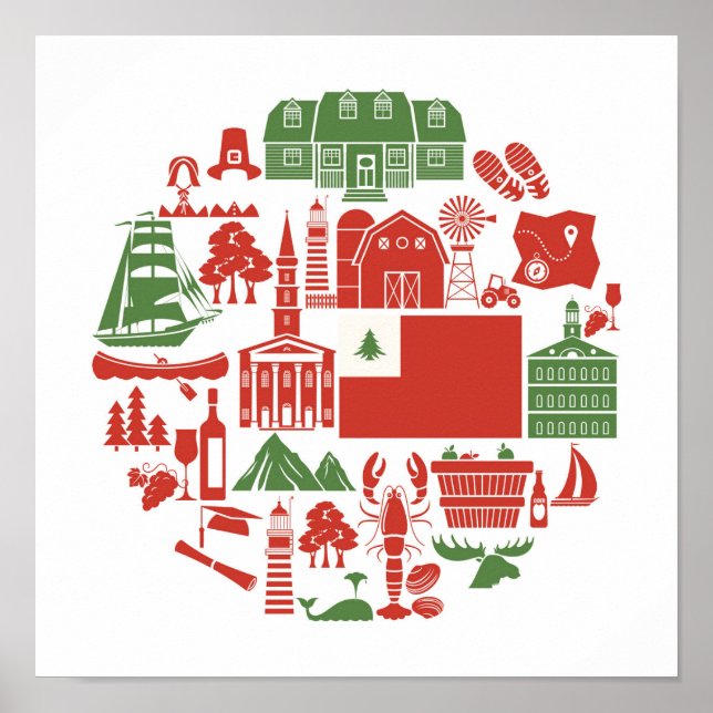 Póster Iconos de Nueva Inglaterra (Frente)