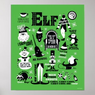 Póster Iconos Elf y citas de películas