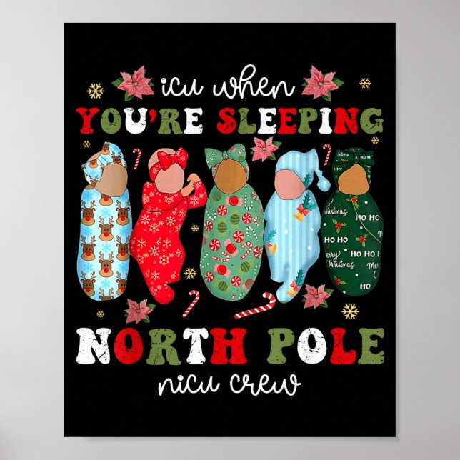 Póster Icu When You’re Sleeng Nicu Crew Cute Baby Christm (Frente)