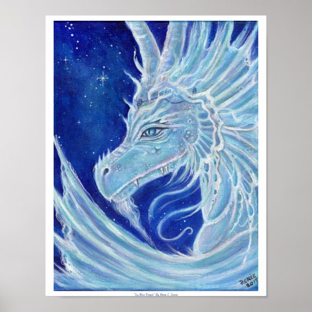 Póster Icy Blue Dragon poster print por Renee Lavoie (Frente)