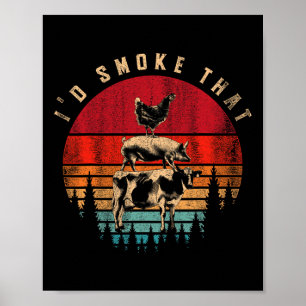 Póster Id Fumar Esa Carne Ahumada Graciosa Bbq Chef Barbe