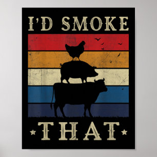 Póster Id Fumar Esa Graciosa Carne De Camisas Retro Bbq P