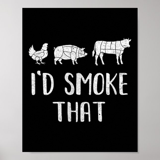 Póster Id Fumar Ese Chef Fumador De Bbq Divertido (Frente)