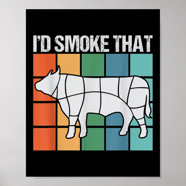 Póster Id Fumar Ese Funny Bbq Fumador De Barbeque Grillma (Frente)