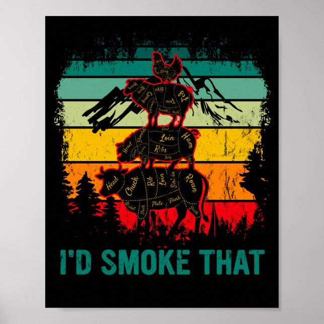 Póster I'd smoke that Beef Pork Chicken Butcher Grilling (Frente)