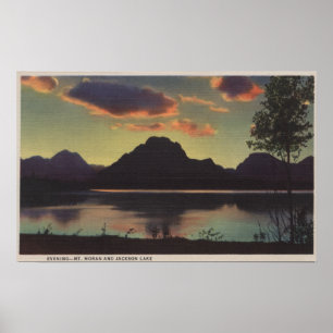 Póster Idaho - Dusk View of Mt. Moran & Jackson Lake