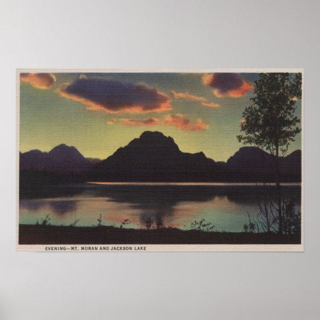 Póster Idaho - Dusk View of Mt. Moran & Jackson Lake (Frente)