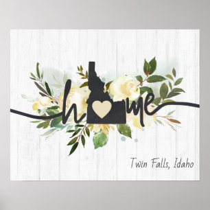 Póster Idaho Estado Personalizado Tu Ciudad Hogareña Rúst