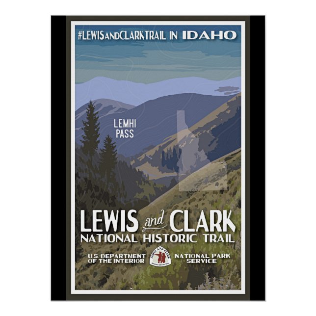 Póster Idaho. Sendero Lewis & Clark, (Anverso)