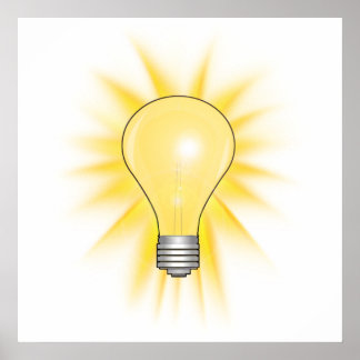 Póster Idea brillante de bombilla clara