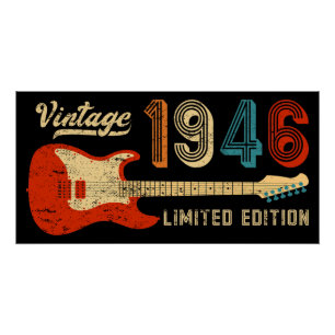 Póster Idea de cumpleaños Vintage 1946 para Bajista de Gu