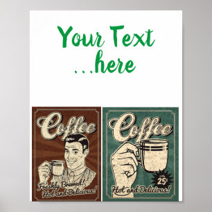 Póster Idea de diseño de Poster de anuncios de café de ép