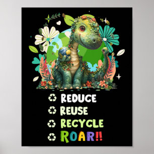 Póster Idea del Día De La Tierra Para Niños Y Niños Dinos