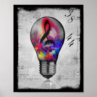 Póster Idea musical Neon treble clef