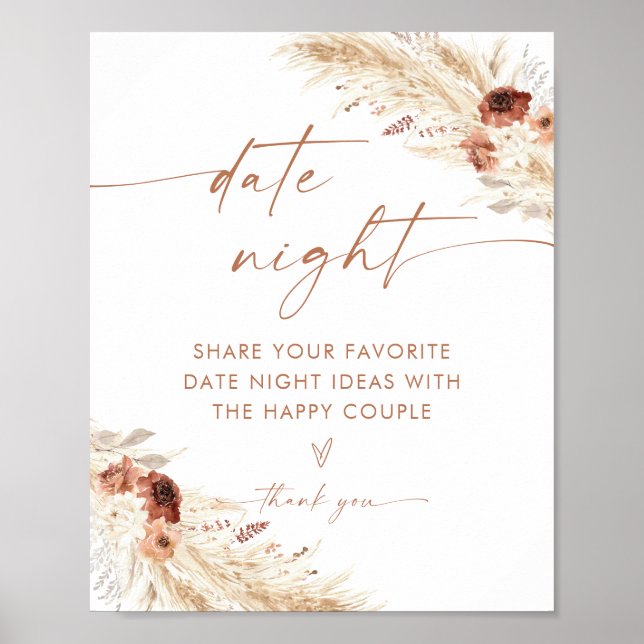 Póster Ideas de Boho Date Night | Terracotta Pampas Grass (Frente)