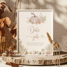 Póster Ideas de noche de cita boho otoño. Tarro de cita d