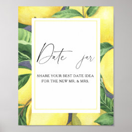 Póster Ideas de noche de cita con cítricos. Juego de boda