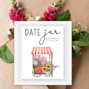 Póster Ideas de noche de cita con flores. Juego de frasco