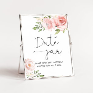 Póster Ideas de noche de cita con rubor floral. Juego de 