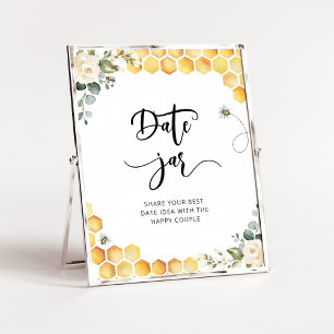 Póster ideas de noche de cita de abeja floral. Tarro de c