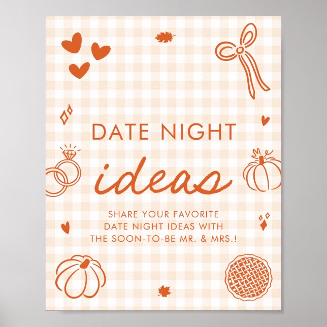 Póster Ideas de Noche de Cita Dibujadas a Mano con Gingha (Frente)