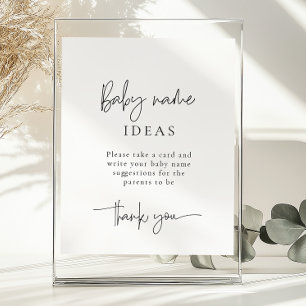 Póster ideas de nombres de bebé con caligrafía moderna