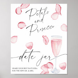 Póster Ideas de prosecco de rosa - noche de cita. Tarro d