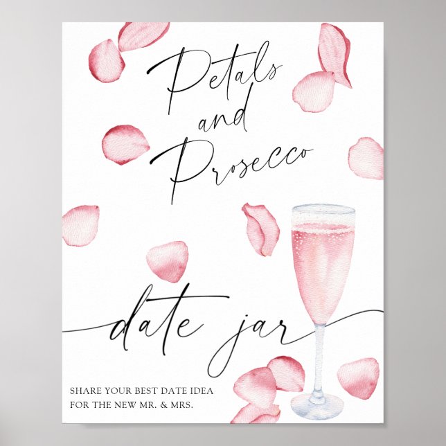 Póster Ideas de prosecco de rosa - noche de cita. Tarro d (Frente)
