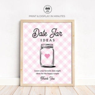 Póster Ideas de tarro de citas rústicas rosadas para fies