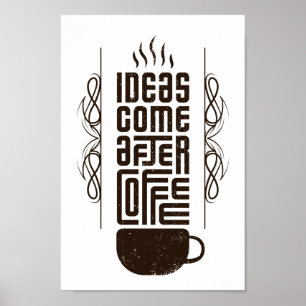 Póster Ideas Después Del Café, Cartas De Tipografía De