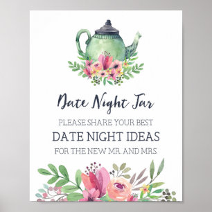 Póster Ideas para Noche de Cita de Fiesta del Té Juego de