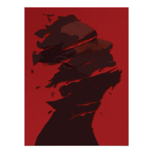 Póster Identidad Fragmentada en Tonos de Rojo