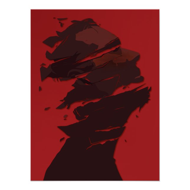 Póster Identidad Fragmentada en Tonos de Rojo (Anverso)