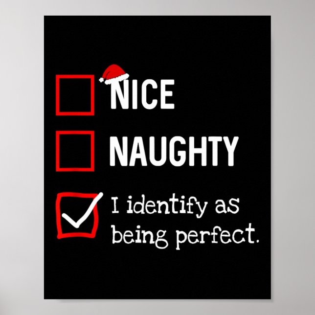 Póster Identify As Perfect Fun Naughty Nice List Christma (Frente)