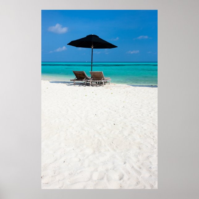 Póster Idílica playa tropical en Maldivas (Frente)