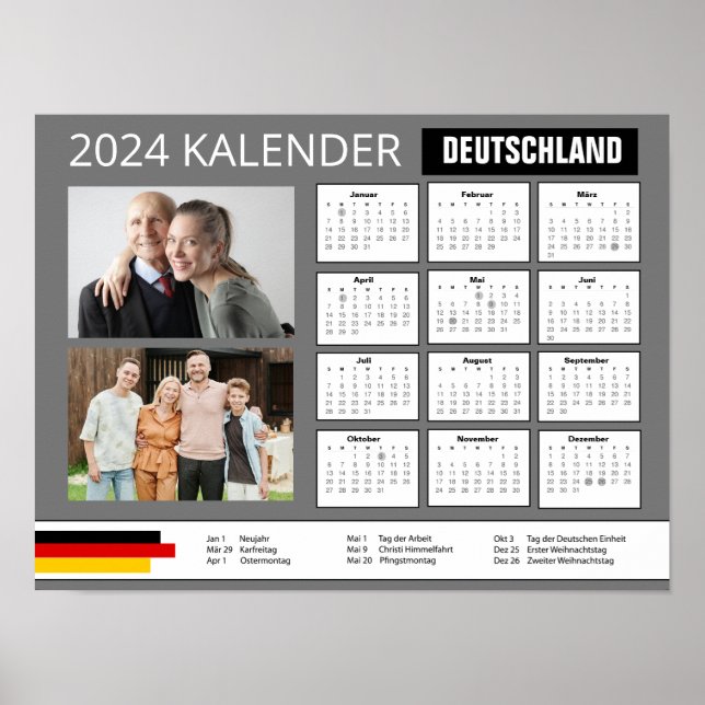 Póster Idioma alemán | Añadir tu foto 2024 Alemania (Frente)