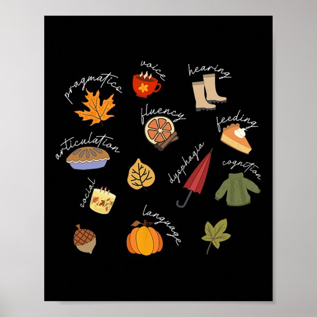 Póster Idioma del habla Patólogo Terapia del habla SLP Fa (Frente)