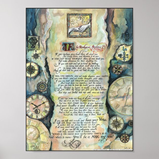 Póster "IF" by Rudyard Kipling - Calligraphy (Frente)