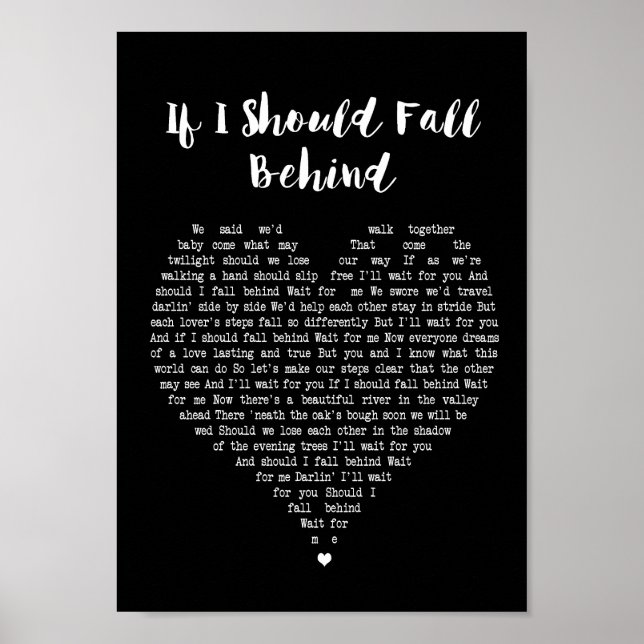 Póster If I Should Fall Behind Black Heart Song Lyric (Frente)