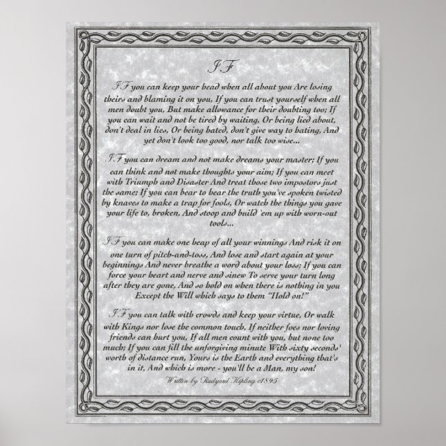 Póster IF Inspirando poema para jóvenes de Rudyard Kiplin (Frente)