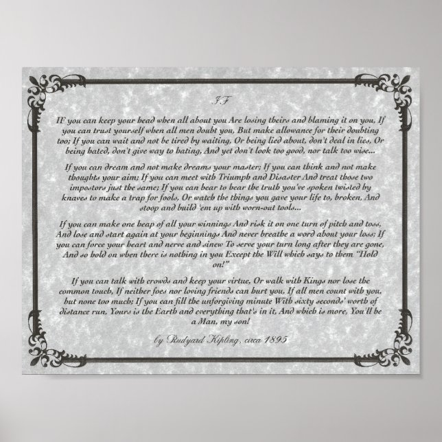 Póster IF Inspiring Poem for Young Men by Rudyard Kipling (Frente)