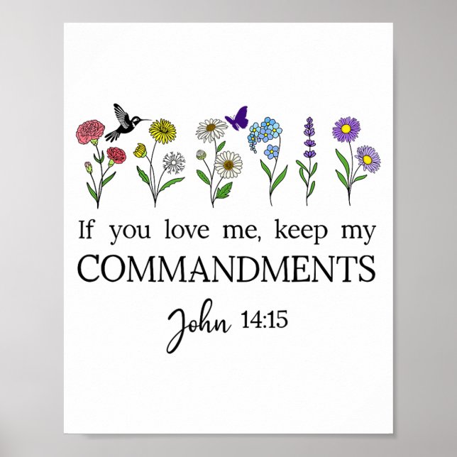 Póster If You Love Keep My Commandments John 14_15 Bible  (Frente)