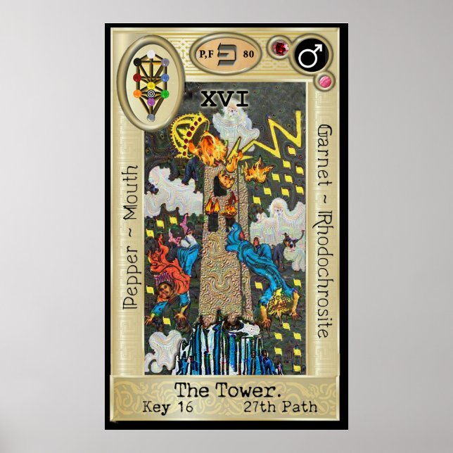 Póster Ifdawn Deepdream Tarot Key 16 ~ La Torre (Frente)