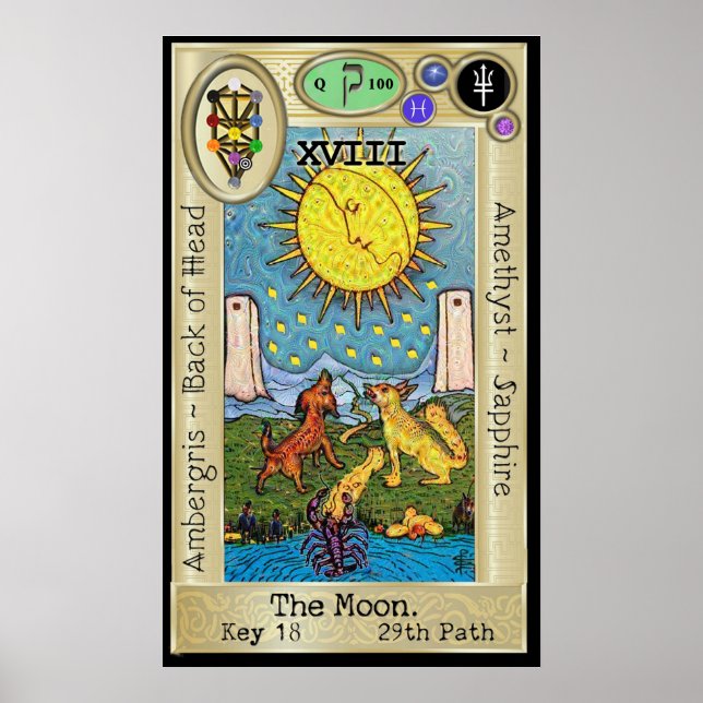 Póster Ifdawn Deepdream Tarot Key 18 ~ La Luna (Frente)