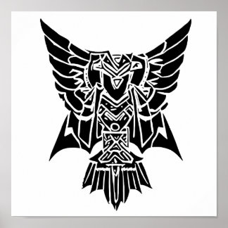 Póster Iggy, el Águila Azteca de Estilo Abstracto Sanador